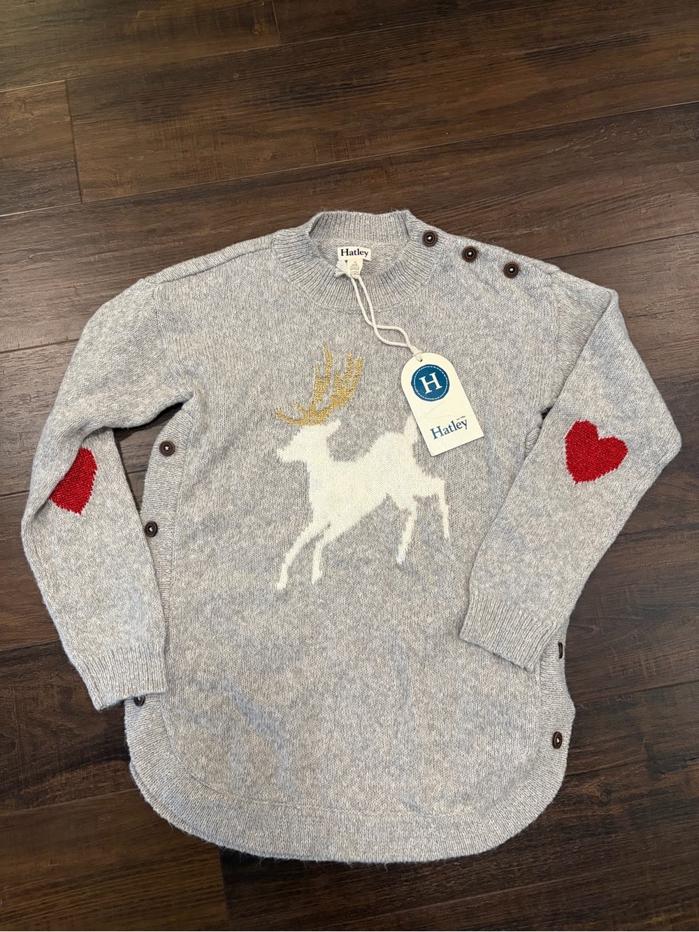 Hatley Size 8 Grey Sweater Christmas